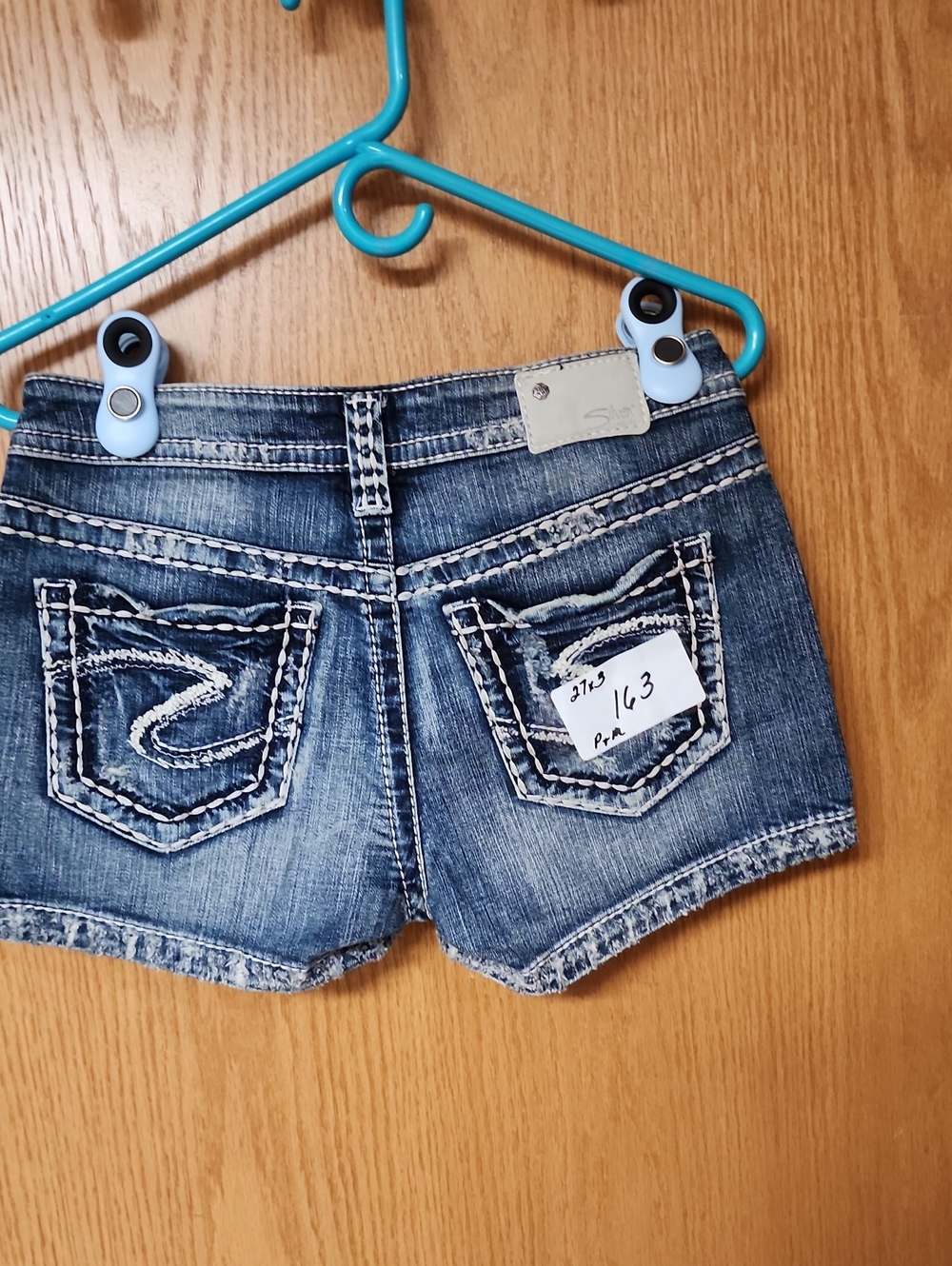 Silver Aiko Women’s Denim Shorts with Contrast Stitching 27x3 number 163
